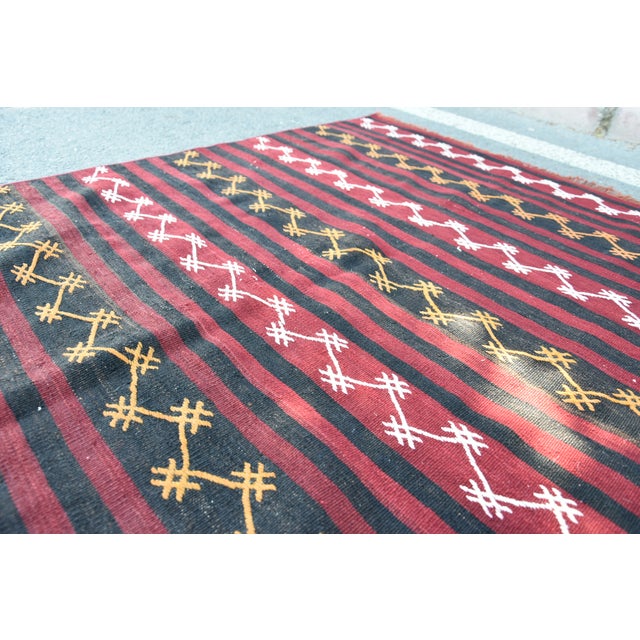 1960s Cabin Style Hand Knotted Kilim Runner For Sale - Image 10 of 11