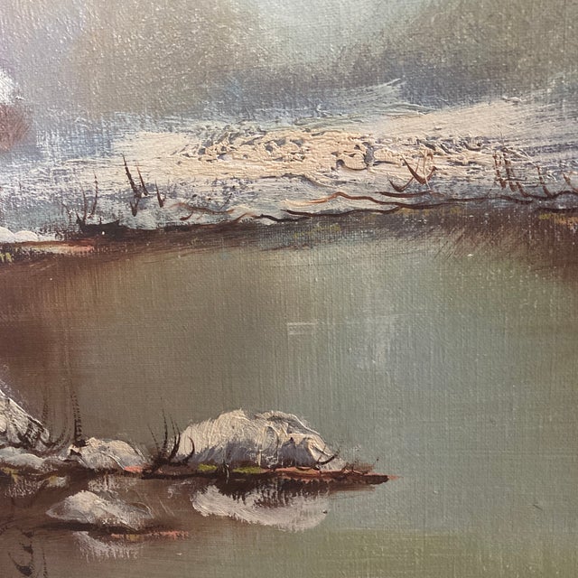 Blue 1960s Cornelis Bruinsma (B. 1942) Winter Dutch Landscape Oil Painting With Coa & Robert Sills Gallery 43" Frame For Sale - Image 8 of 12