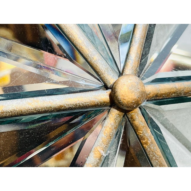 Art Deco Vintage Beveled Glass Starburst Wall Sculpture, 28" — Hollywood Regency Sunburst Accent For Sale - Image 3 of 6