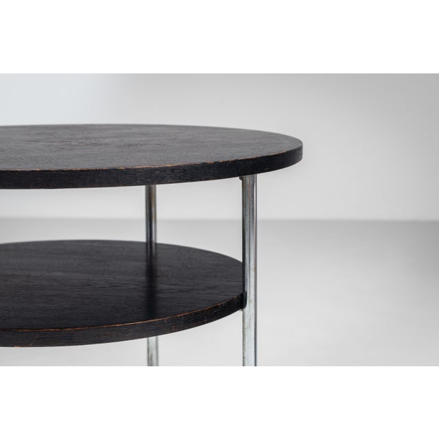 Black Coffee Table with Tubular Frame by Michael Thonet, 1940s For Sale - Image 8 of 12