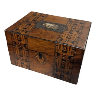 Antique Walnut Marquetry Box For Sale