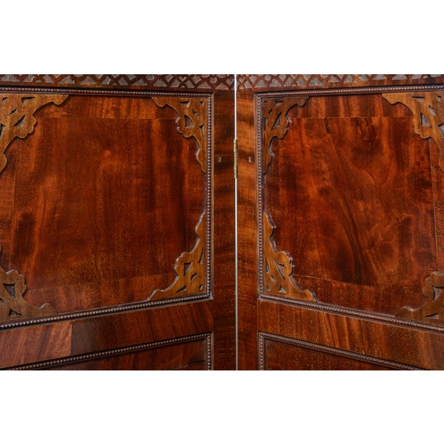 English Mahogany Three Panel Room Screen For Sale In West Palm - Image 6 of 8