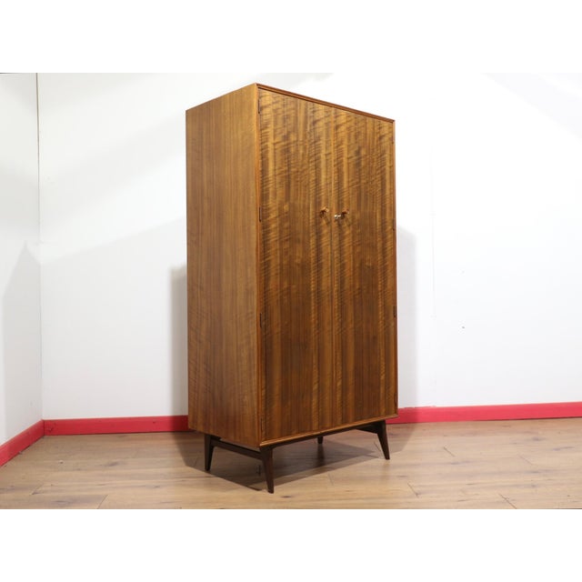 Mid 20th Century Mid Century Modern Vintage Walnut Double Armoire Wardrobe by Alfred Cox For Sale - Image 5 of 10