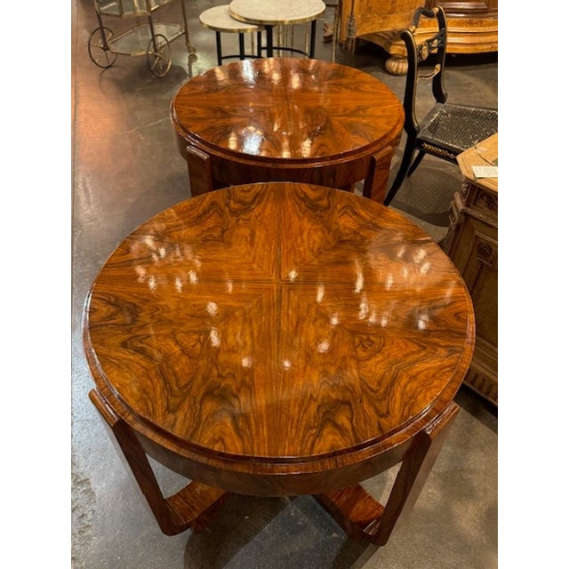Art Deco Pair of Art Deco Style Walnut Side Tables For Sale - Image 3 of 5