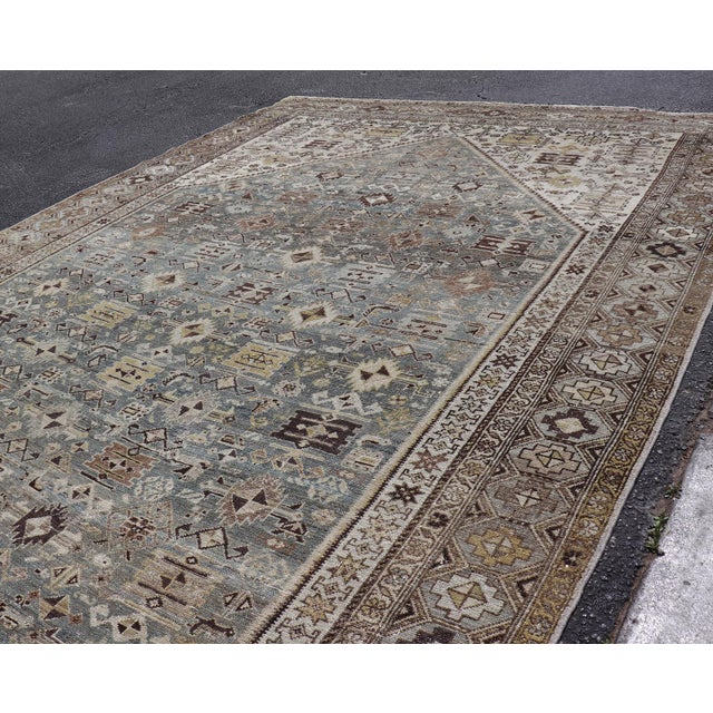 Antique Persian Malayer Gallery Rug With Soft Blue Field Tribal Design 7'5"x18'0" For Sale - Image 10 of 16