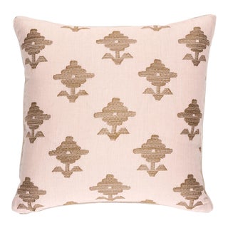 Schumacher Rubia Embroidery Pillow 16" in Blush For Sale