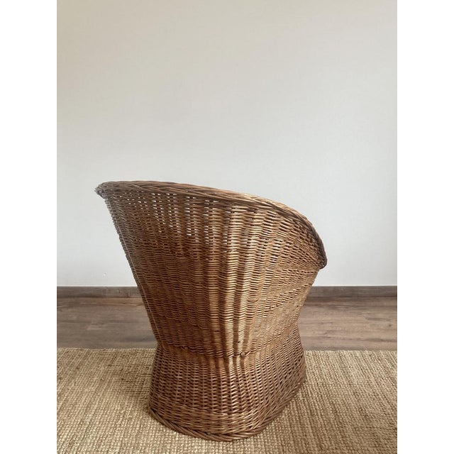 Wood Sculptural French Barrel Wicker Chair in Woven Rattan and Willow, 1960s For Sale - Image 7 of 13