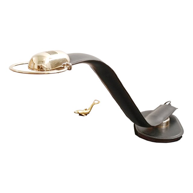 Cobra Leather Desk Lamp by Traso Milano, 1988 For Sale