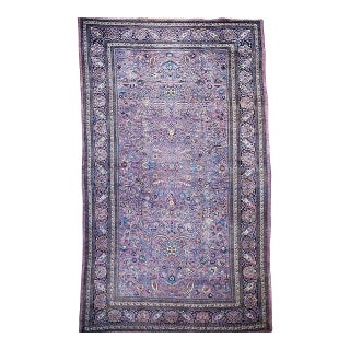 19th Century Oversized Persian Khorassan Rug, Hand-Knotted Wool, Allover Pattern, Purple & Blue, 11’ X 20’ For Sale