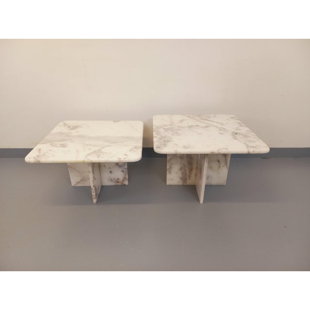 Vintage Nesting Tables in White Marble, 1970s, Set of 2 For Sale - Image 15 of 18