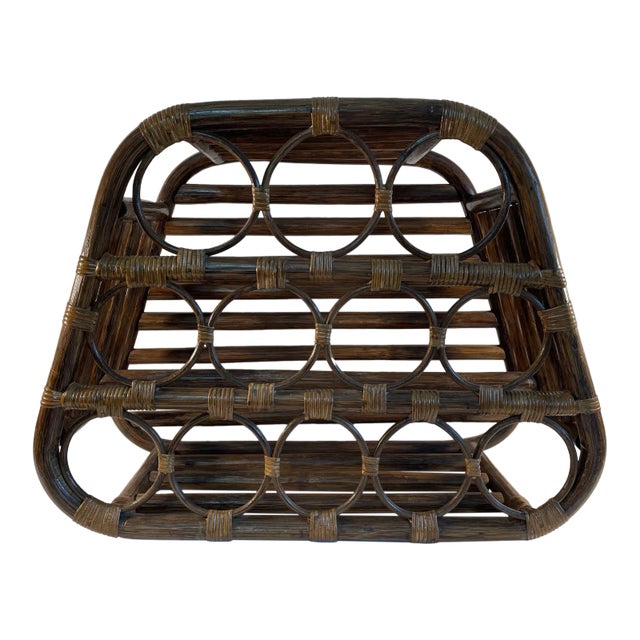 1960s Vintage Bamboo 12-Bottle Wine Rack For Sale