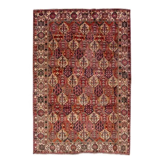 1960s Vintage Persian Bakhtiari Handmade Red All-Over Wool Rug For Sale