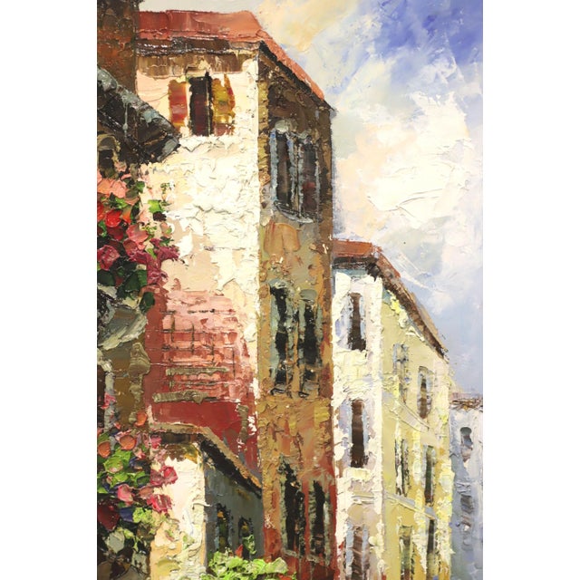 Wood Mid 20th Century Original Oil Impasto Painting on Canvas - Venetian Scene - Signed For Sale - Image 7 of 13
