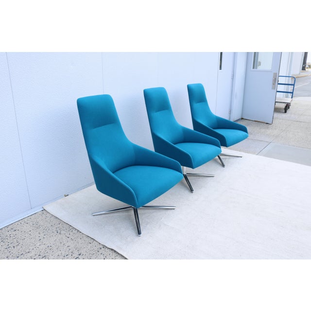 Blue Contemporary Lievore Altherr Molina for Andreu World Alya Swivel Lounge Chair For Sale - Image 8 of 18