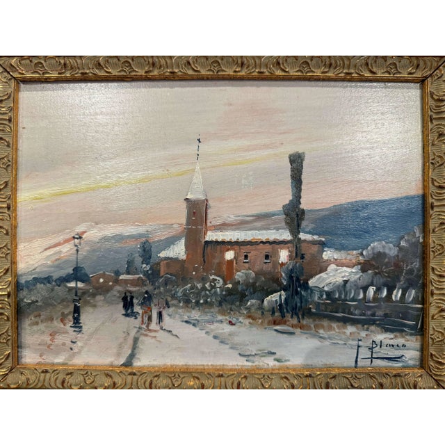 Wood Pair of Early 20th Century French Village Landscape Paintings Signed F. Blanco For Sale - Image 7 of 11