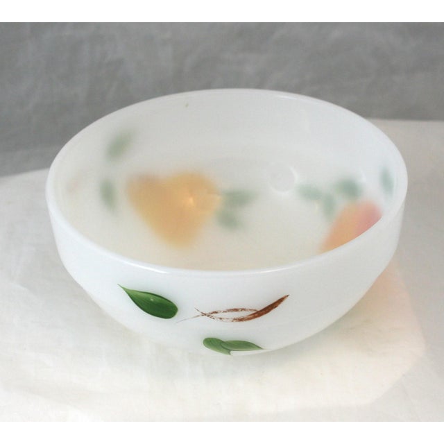Mid 20th Century Hand Painted Fire King Gay Fad 6" Milk Glass Small Round Bowl Fruit Pattern #16 For Sale - Image 4 of 8