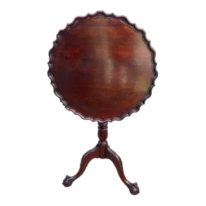 Antique Chippendale Style Carved Mahogany Bird Cage Tilt Top Table.