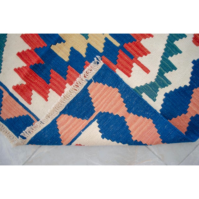1980s Vintage Hand Woven Turkish Rug Flat Weave Wool Area Kilim Oushak Rug For Sale - Image 12 of 12