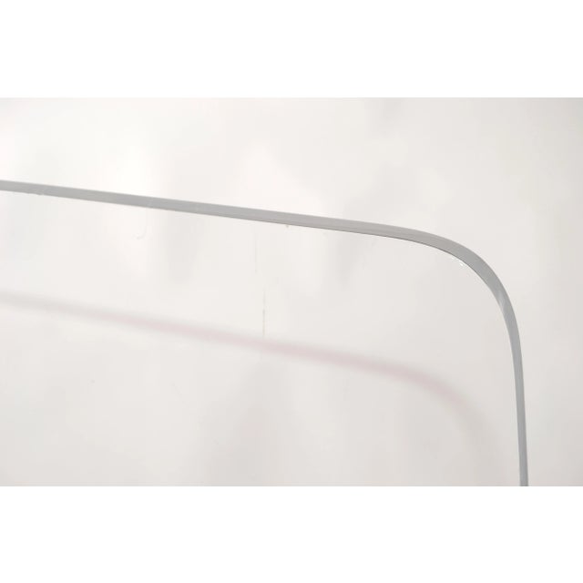 1970s Sculptural Swivel Lucite Chrome Counter Stools with Black Vinyl Seats - a Pair For Sale - Image 11 of 13