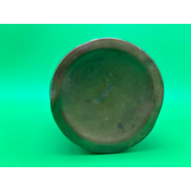 Copper Antique German Jugendstil Hammered Copper Vase Floral Panels 8.25” Germany For Sale - Image 8 of 12