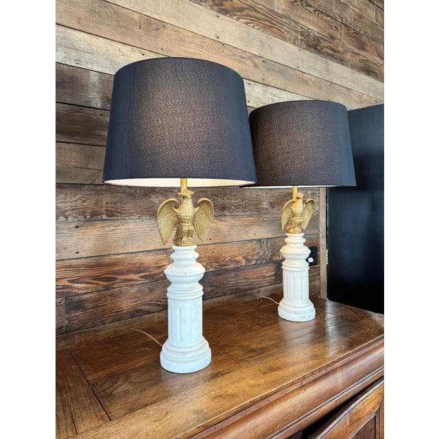 White 1960s Mid-Century Federalist Style Eagle Lamp For Sale - Image 8 of 9