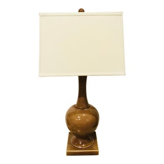 Currey & Co. Transitional Brown Glaze Ceramic Table Lamp For Sale