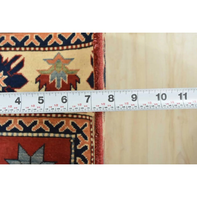 Kazak Rug 6’1” X 9’3” Red Wool Tribal Hand-Knotted Oriental Carpet For Sale - Image 11 of 12