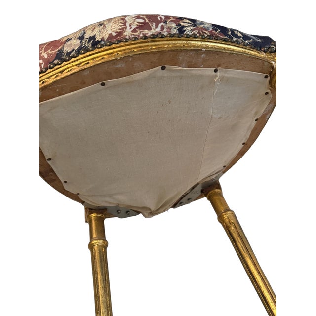 Antique French Louis XIV Gold Leaf Side Accent Harp Small Chair For Sale - Image 10 of 10