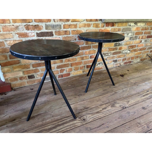 Industrial 1960s Francois Carre Style Pair of Vintage Side Tables For Sale - Image 3 of 6