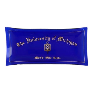Vintage the University of Michigan Men's Glee Club Blue Glass Dish For Sale