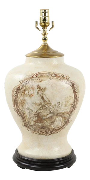 Vintage White Crackle Glaze Temple Jar Lamp