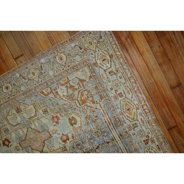 19th Century Sky Blue Antique Senneh Rug 4'7'' X 6'6'' For Sale - Image 10 of 13