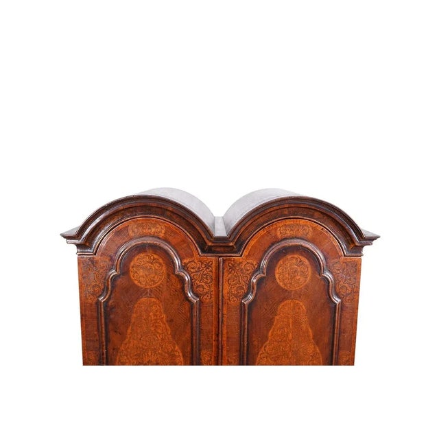 Traditional 1800 Dutch Marquetry Dome Top Linen Press on Bun Feet For Sale - Image 3 of 12