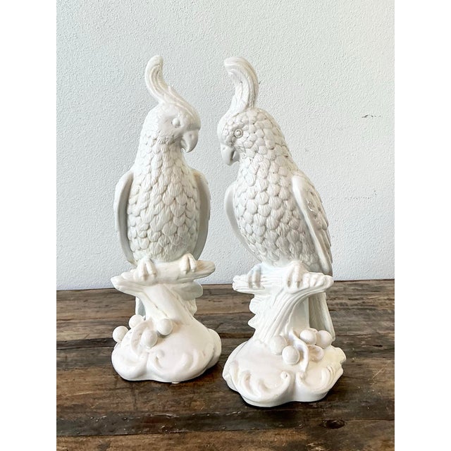 Vintage Glazed Ceramic Cockatoos - A Pair For Sale - Image 10 of 12