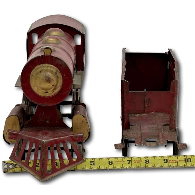 Excellent Large Early 1900s Antique American Pressed Steel Locomotive "Hill Climber" Toy Train - 25 Inches Long For Sale - Image 18 of 18