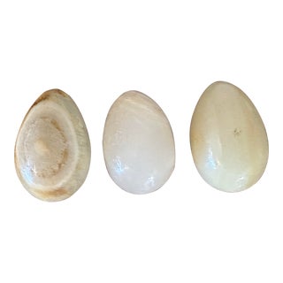 Vintage 1960’s Alabaster Marble Eggs- Set of 3 For Sale