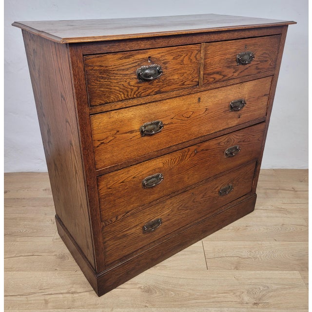 Edwardian Drop Handle Chest of 2 Drawers in Oak, 1910s For Sale - Image 3 of 18