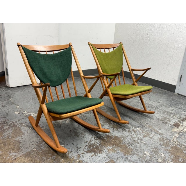 Mid-Century Modern Frank Reenskaug for Bramin Mobler Rocking Chairs, Circa 1960's, Pair For Sale - Image 3 of 12