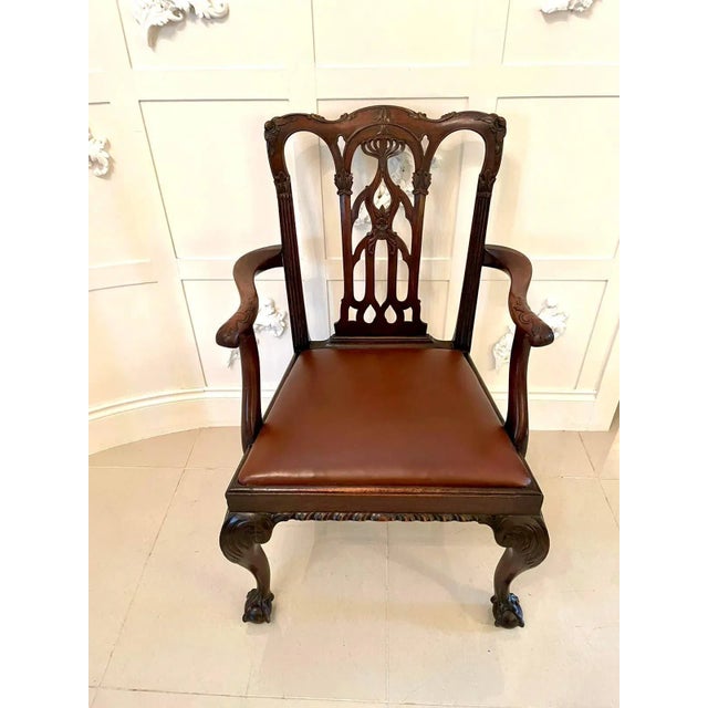 Antique Victorian Carved Mahogany Desk Chair For Sale - Image 15 of 16