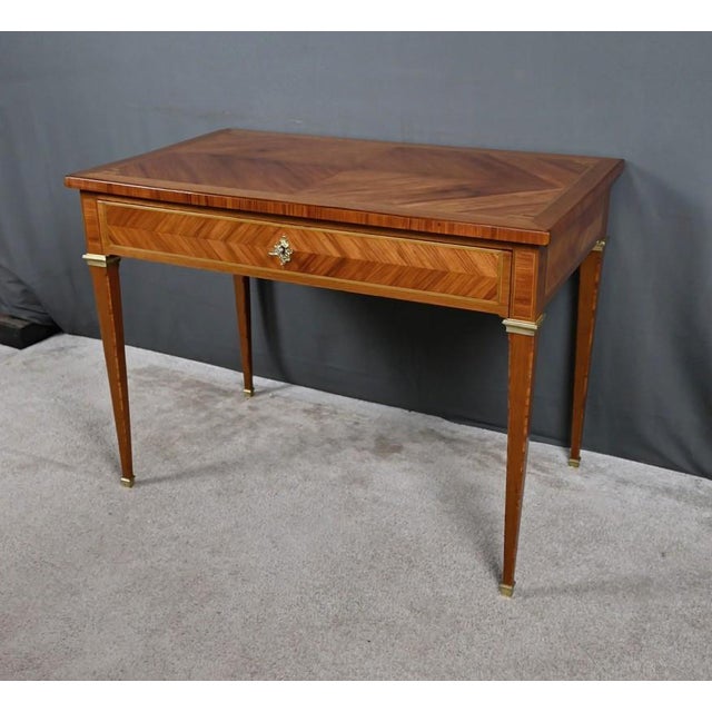 Small Early 20th Century Louis XVI Marquetry Writing Table, 1890s For Sale - Image 4 of 18