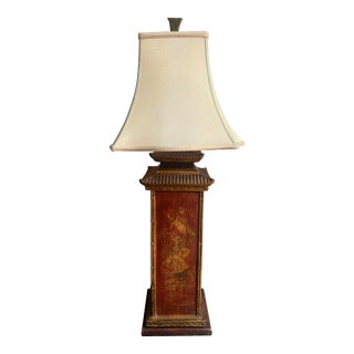 Vintage Large Westwood Asian Chinoiserie Pagoda Table Lamp With Original Shade For Sale