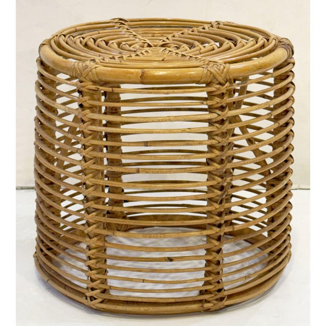 Mid-Century Modern Mid-Century Modern Cane Wicker or Rattan Stools From Spain - Two Available For Sale - Image 3 of 8