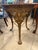 Gilt Cast Iron Table base with a Marquetry top, English late 19th Century. The Patina on the Gilt Iron is Magnificent and...
