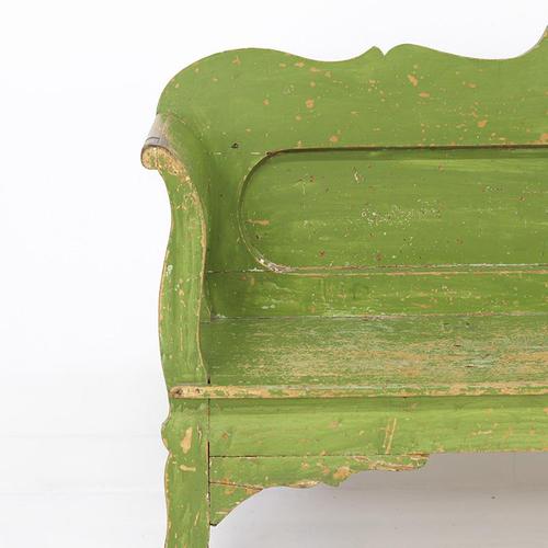 Rustic Folk Art Farmhouse Painted Pine Bench For Sale - Image 9 of 11