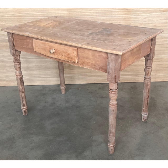 Baroque Early 19th Century Spanish Baroque Bleached Side Table with Drawer For Sale - Image 3 of 18