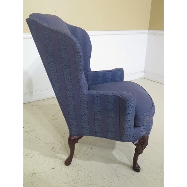1990s Vintage Sherrill Queen Anne Mahogany Wing Back Easy Chairs A