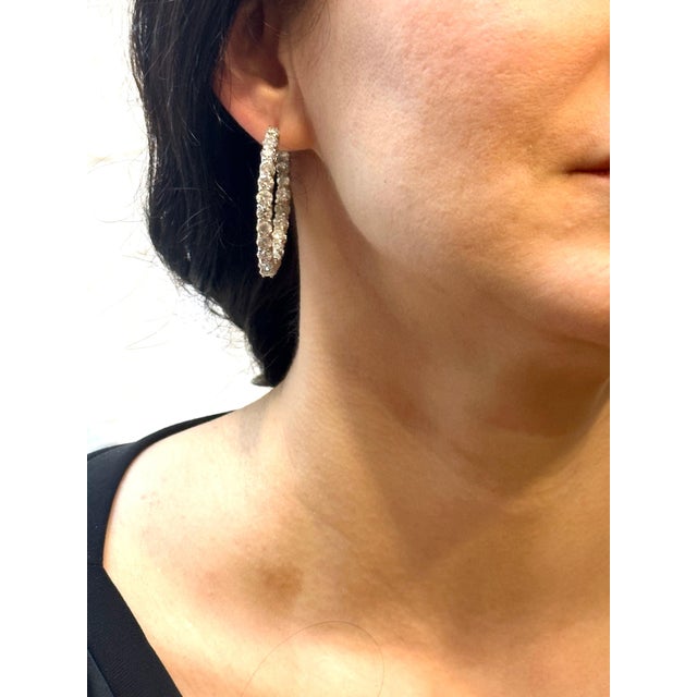 10.5 Carat Diamond Inside Out Hoop Gala Cocktail Earrings in 14 Karat White Gold For Sale - Image 13 of 18