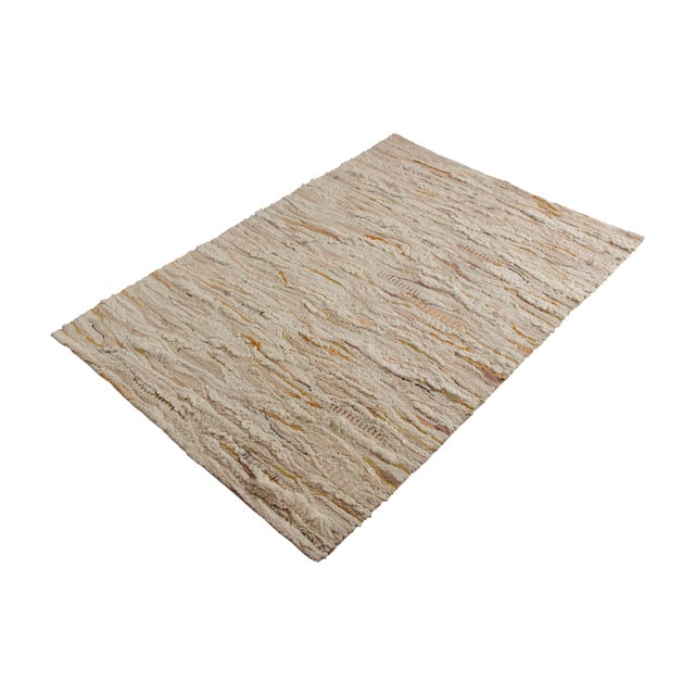 Modern Rug & Kilim’s Modern Flat Weave - High-Low Kilim in White and Pink For Sale - Image 3 of 4