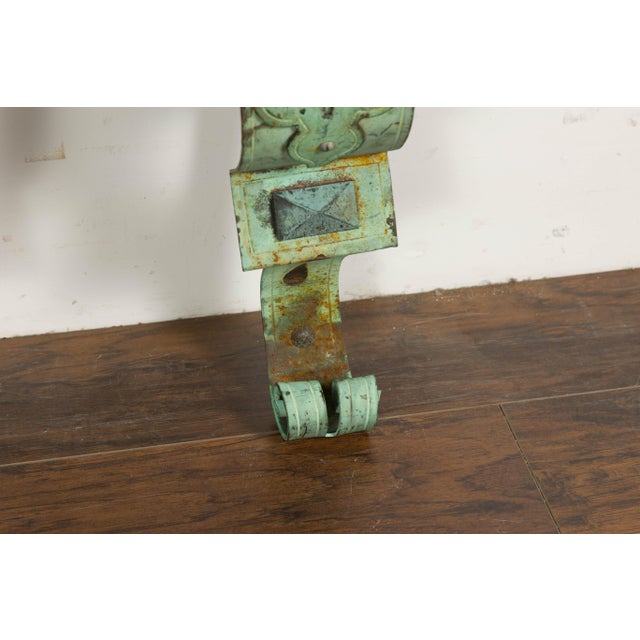 19th Century English Bronze Verdigris Wall Brackets with Lucite Tops, a Pair For Sale - Image 4 of 12