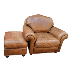 Experience the Pinnacle of Classic Comfort With Premium Hancock & Moore Leather Club Chair & Matching Ottoman